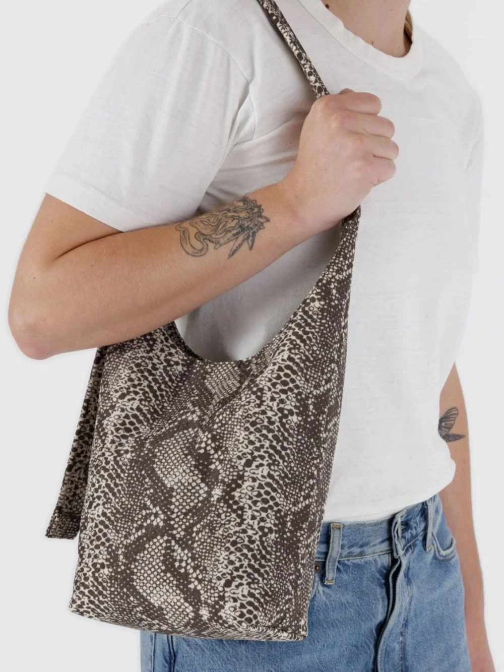 BAGGU Snakeskin-Pattern Small Nylon Sling Bag NWT